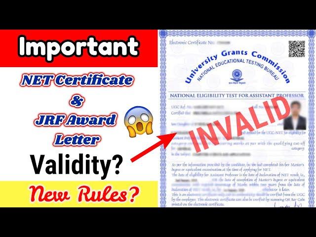 NET Certificate Validity  JRF Award Letter Validity Period? Detailed Explanation of E-Certificates