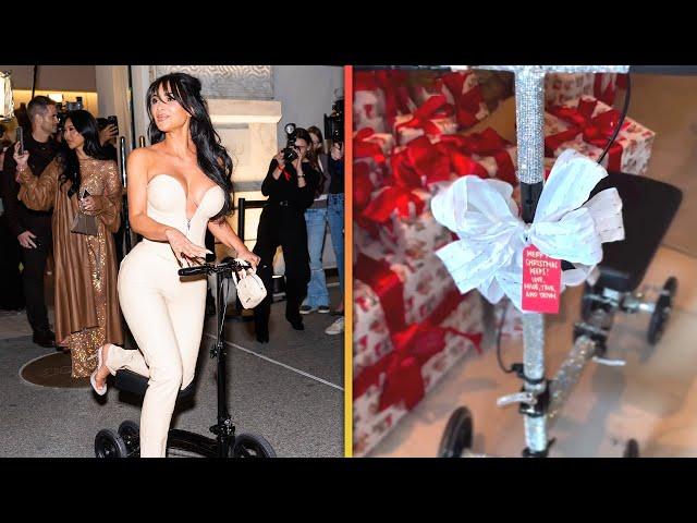 Kim Kardashian REACTS to Blinged-Out Scooter Christmas Gift From Khloé