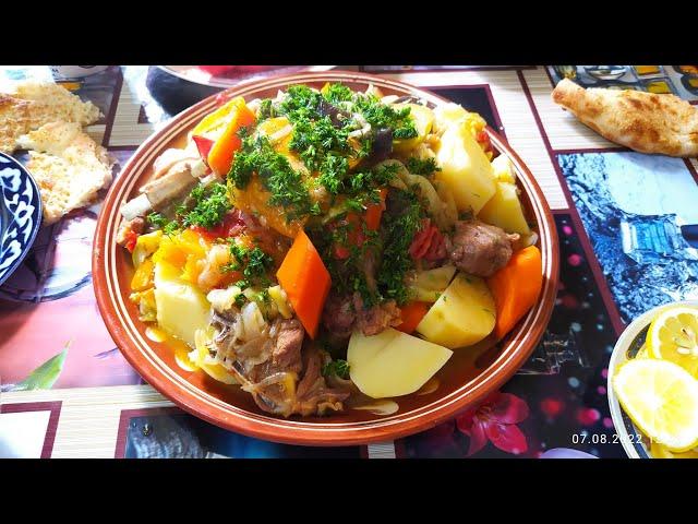 ДИМЛЯМА ( Дамлама ) с обжаркой мяса. Узбекская димлама. Dimlama Uzbek dish.