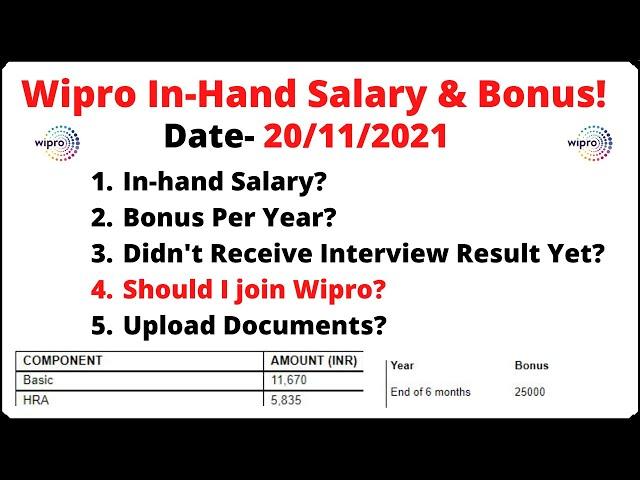 wipro in hand salary for freshers | wipro salary structure