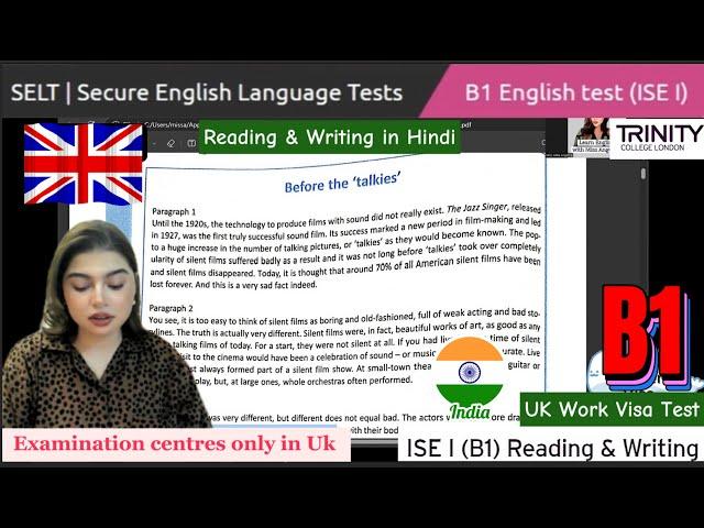 B1 English Test Reading & Writing  Skilled Worker Visa || ISE 1 Trinity College London