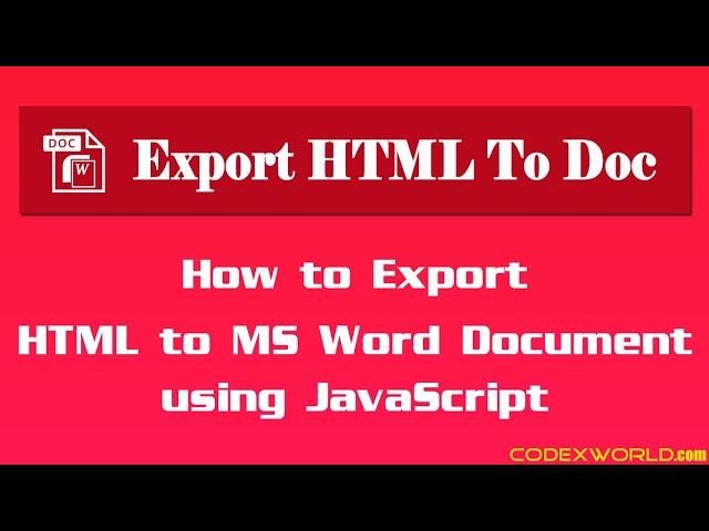 Export HTML to MS Word Document using JavaScript