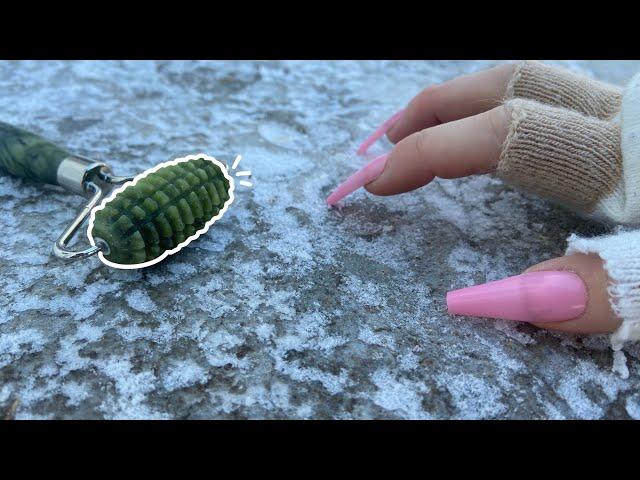 ASMR: Ice Scratching - Snow Word Tracing - Concrete Scratching - Jade Rolling on Ice