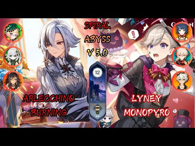 Arlecchino Burning & Lyney Monopyro | Abyss 5.0 | Floor 12 | Genshin Impact Gameplay