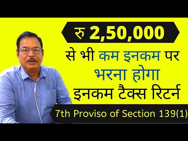 Mandatory filing of Income Tax Return, Even if Income does not exceed Taxable Limits |Section 139(1)