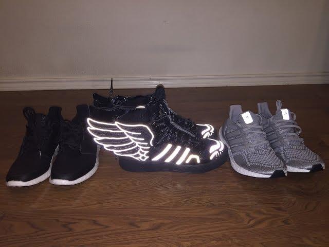 Adidas outlet shoe haul!! Ultra boost pure boost and Jeremy Scott 2.0 on feet review