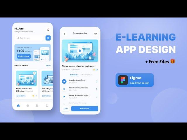 E-Learning App UI/UX Design in Figma (Wireframe & Prototype)