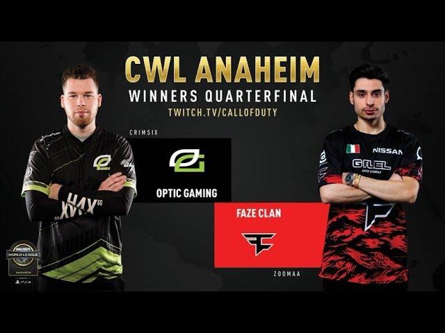 Optic Gaming vs FaZe Clan | CWL Anaheim 2019 | Winners Quarterfinal