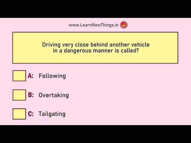 Indian Driving Licence Test Questions & Answers - Set 2/12 | RTO Exam | Learner's License