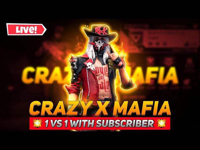 CRAZY X MAFIA is live 1 vs 1 with subscribers  #freefirelive #fflive #freefire #freefiremaxlive