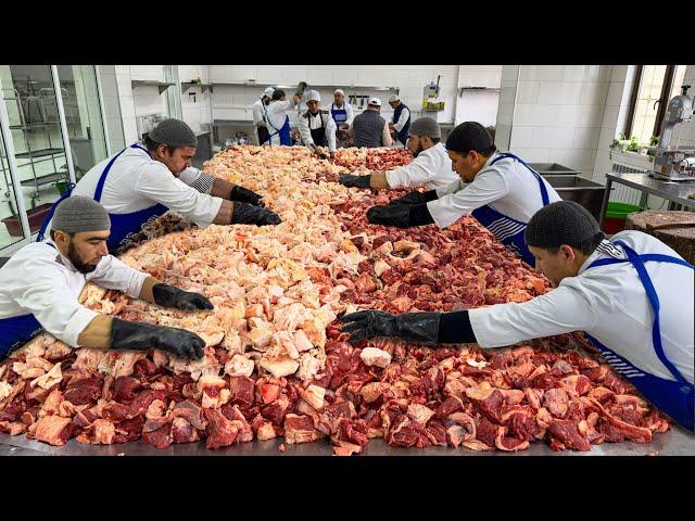 15 Cooks Prepared 1,5 TONS Meat. One of the RECORD Marinade FACTORIES  in Uzbekistan. Uzbek cuisine