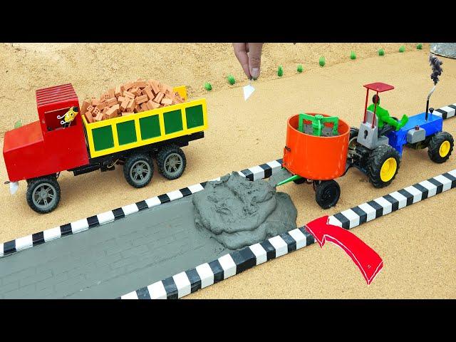 Diy Tractor making Road Science Project with roller and mixer machine @DIYMachinery