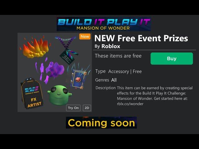 NEW ROBLOX FREE EVENT PRIZES! (Build it, Play it)