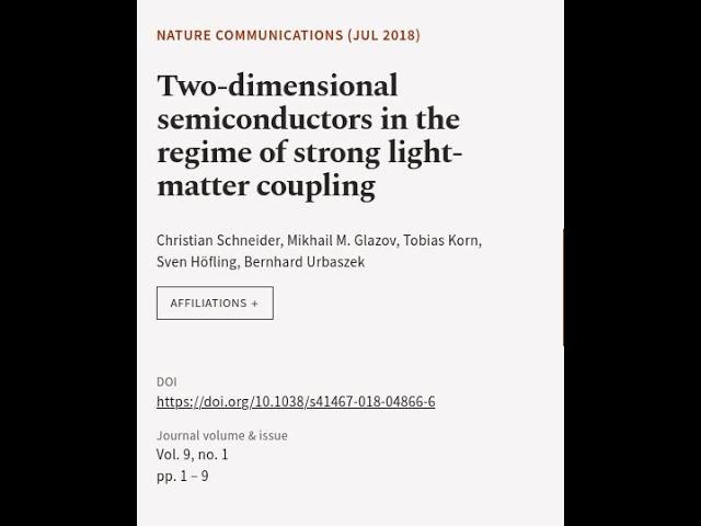 Two-dimensional semiconductors in the regime of strong light-matter coupling | RTCL.TV