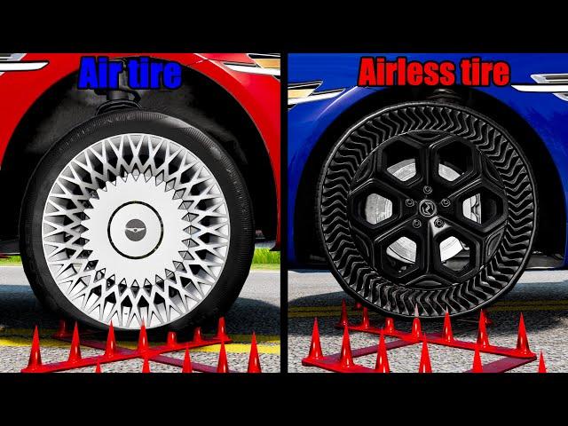 Air Tires vs Airless Tires Car - Beamng drive