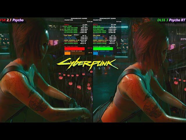 Cyberpunk 2077 Psycho Ray Tracing DLSS 3 VS FSR 2.1 4K | RTX 4090 | RX 7900 XTX