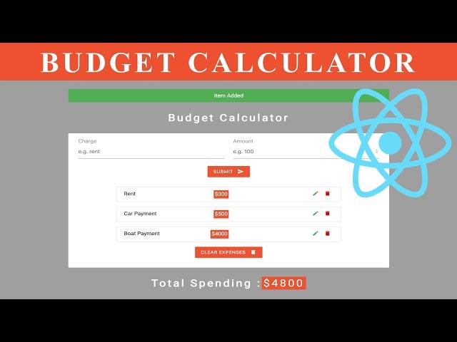 React Hooks Project - Budget Calculator