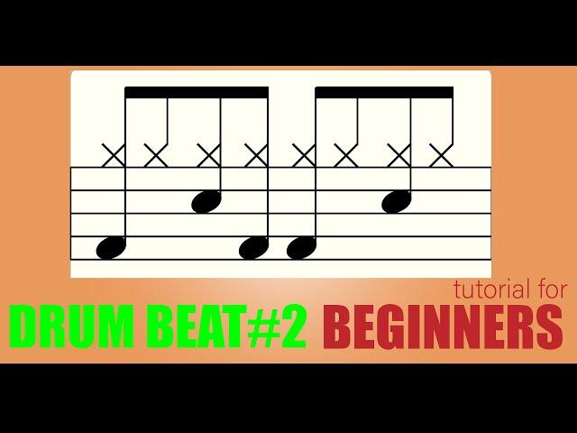 Easy basic drum beat #2 for Beginners : tutorial + practice