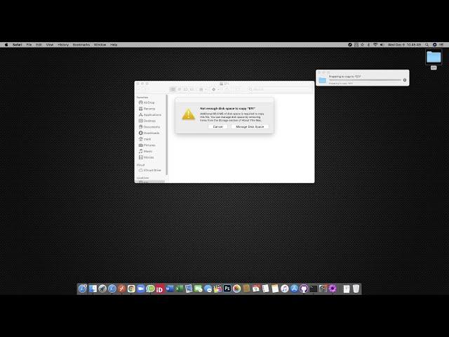 How to fix Not enough disk space to copy "EFI" hackintosh