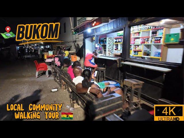 4K Nightlife Virtual Walking Tour Of BUKOM, The Fighting (Boxing) Shanty Town Of Ghana-West Africa