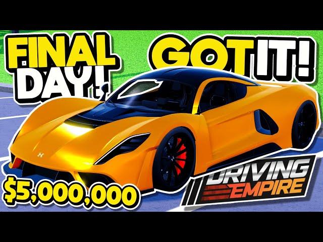 Going From POOR to HENNESSEY VENOM F5 in *5 DAYS!!!* | (FINAL DAY!) Driving Empire - Roblox