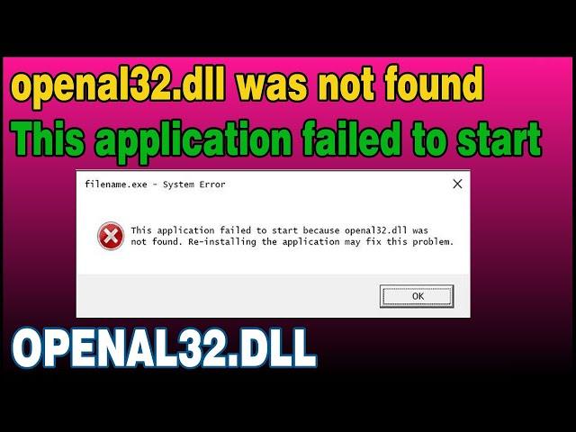 Openal32.dll was not found, openal32.dll error solution #openal32.dll #openal32