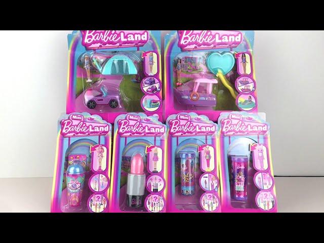 Mini Barbie Land Reveal Dolls, Jeep & Yacht: Lipstick, Color, Cutie & Pop Reveal Unboxing #barbie