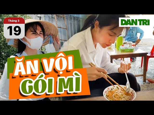 Thủy Tiên ăn vội bát mì rồi lại đi quyên góp từ thiện giúp bà con miền Tây