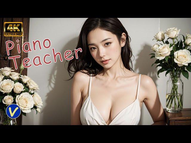 【4K AI Lookbook】Piano teacher|真っ白なピアノの先生です|하얀 피아노 선생님#aiart  #aimodel #aigirl #4k #vlog #magazine