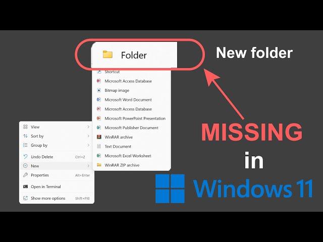 Fix missing New folder context menu item in Windows 11 | quickTutorial