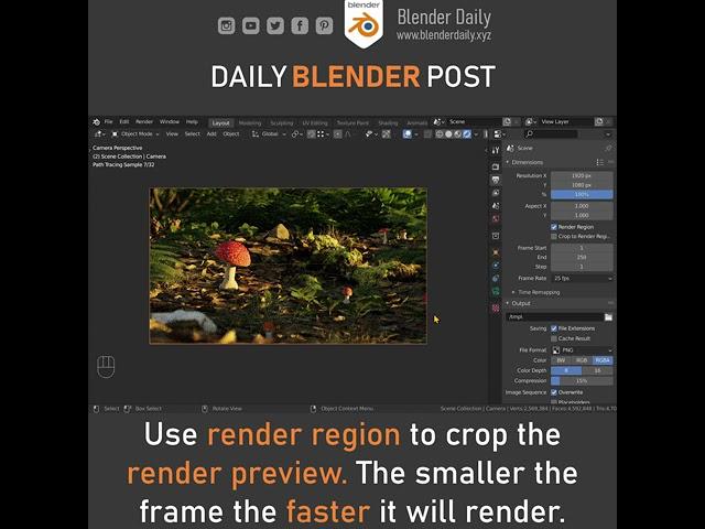 Only Render what is within the Camera Frame with Render Region in Blender #Shorts