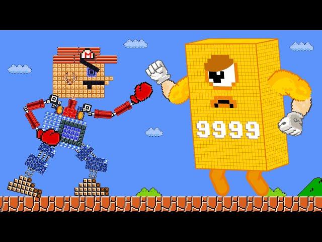 The Giant Mario Robo vs The Giant Numberblocks 9999 Gold | Game Animation