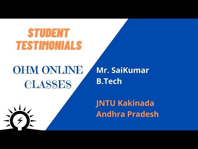 Student Testimonial by Mr. SaiKumar | GATE-2021 | OHM ONLINE CLASSES