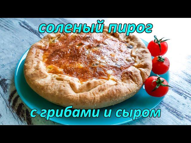 Соленый пирог с грибами и сыром.Киш  с грибами.Простые рецепты.