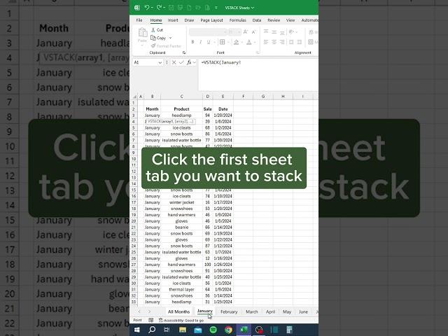 How to stack data from multiple ranges using the VSTACK function!