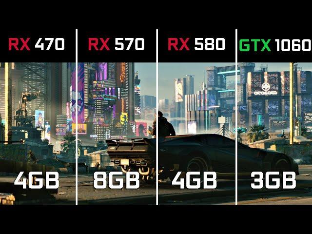 Cyberpunk 2077 - RX 470 vs RX 570 vs RX 580 vs GTX 1060 - Benchmark