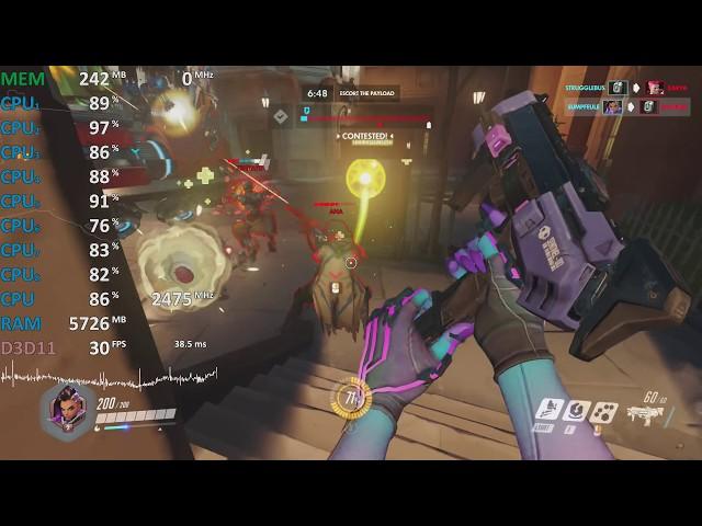 Overwatch AMD Ryzen 7 2700U Vega 10 Gameplay Benchmark Test