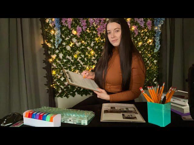 ASMR Apartment Leasing Role Play (writing, typing, stamping, magazine, plastic crinkles)