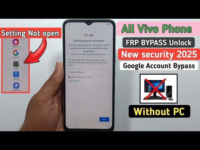 All Vivo FRP BYPASS Android 14  Settings not open  Google Account/ FRP Bypass (without PC)