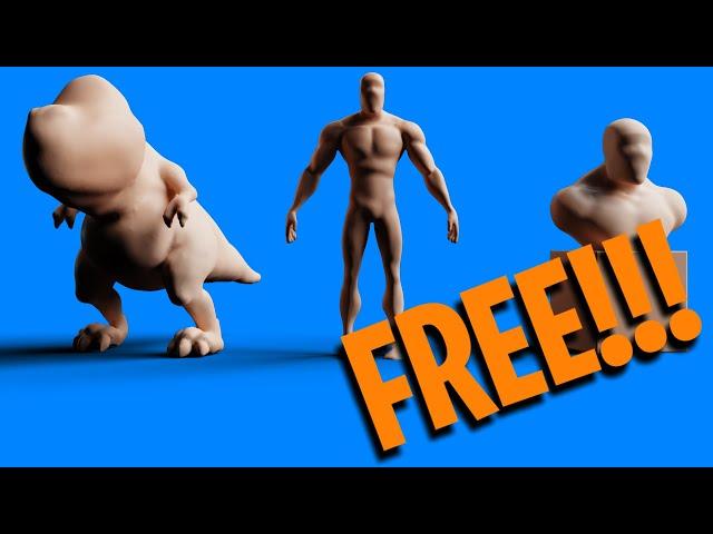 Free Base Meshes for Zbrush Core Mini, Zbrush, and Blender