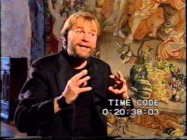 Writer Jostein Gaarder being interviewed by HSH Prince Alfred of Liechtenstein at the Forum 2000