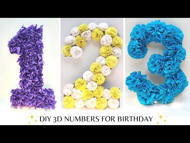 How To Make 3D Numbers For Birthday | Tissue Paper Number DIY |Tissue Paper Decorations For Birthday