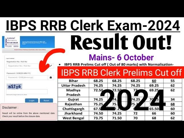 IBPS RRB Clerk Prelims Result 2024 | IBPS RRB Clerk Prelims Cut off 2024 | IBPS RRB Clek Cut 2024