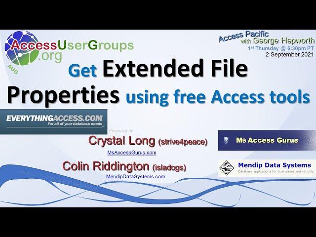 AP: Get Extended File Properties from Windows with free Access tools -Crystal Long, Colin Riddington