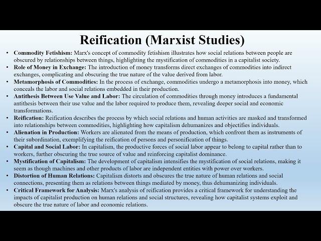 Reification (Marxist Studies)