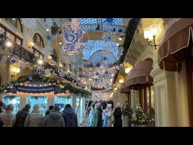 GUM. The Main Department Store in Moscow under Wonderful Christmas 2023 Look