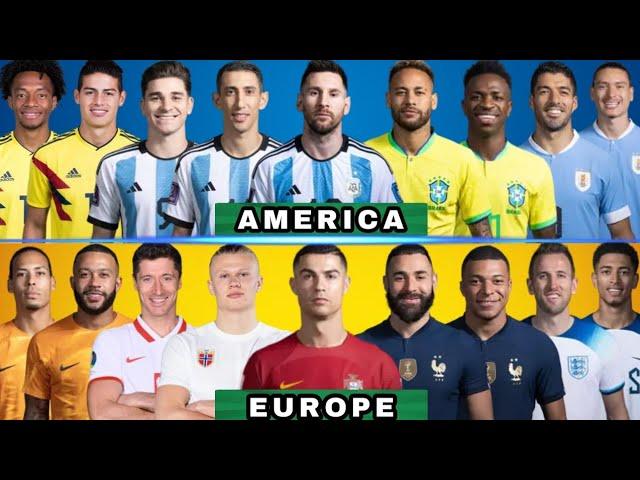 South America Legends VS Europe Legends  Ultra Ultimate Comparison  Ronaldo Messi Neymar Suarez