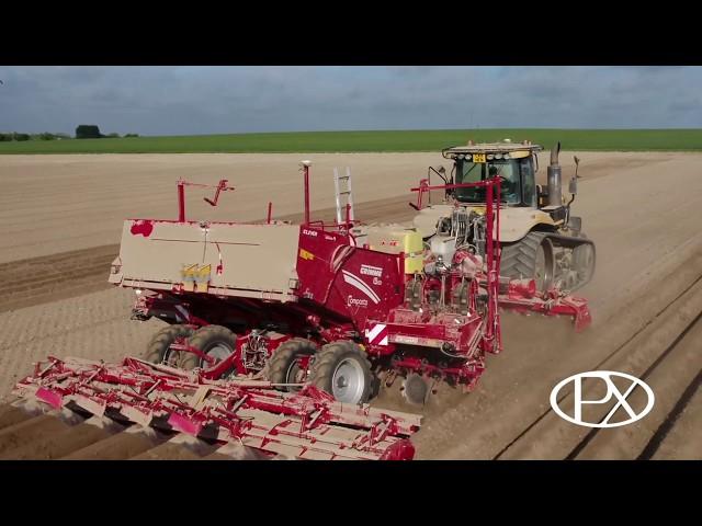 P.X. Farms Potato Planting with CTF - CAT Challenger 865C, Kuhn Powerharrow, Grimme 8 Row Planter