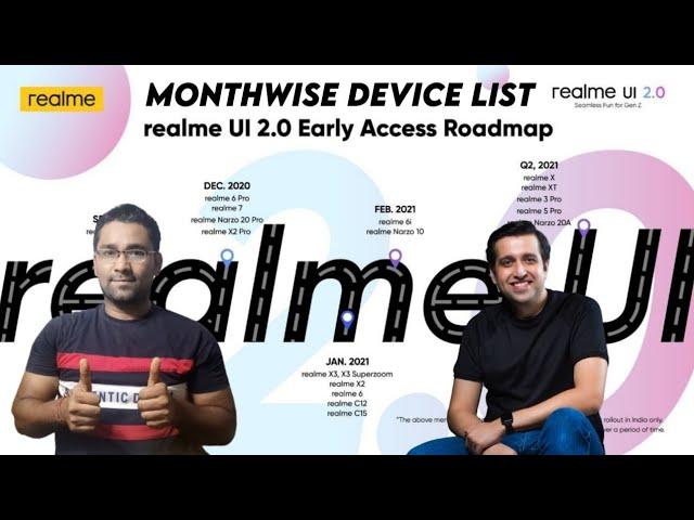 Realme UI 2.0 Update Roadmap Official Device List | Realme UI 2.0 Monthwise Update List | Realme