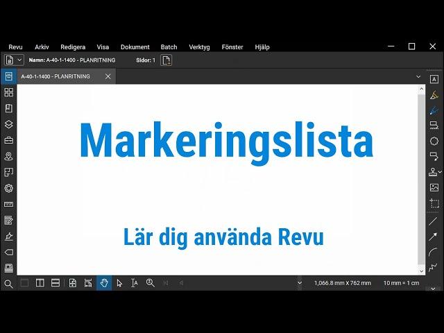 Bluebeam Revu: Markeringslista